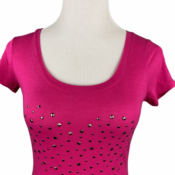 Express Outlet Pink Heart Shaped Rhinestone Tee - Picture 3 of 13